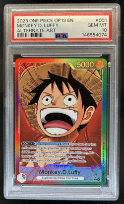 2025 One Piece Carrying On His Will Monkey D Luffy Alt Art #OP13-001 PSA 10 - Image 1
