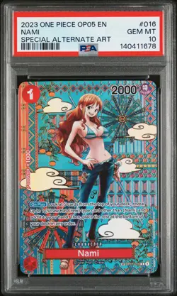 2023 ONE PIECE OP05-AWAKENING OF THE NEW ERA SPECIAL ALTERNATE ART NAMI PSA 10 - Image 1