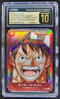 2022 ONE PIECE CCG JPN MONKEY D. LUFFY FILM RED ALT ART CGC 10 PRISTINE B PT - Image 1