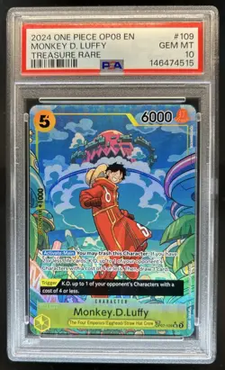 2024 One Piece Two Legends Monkey.D.Luffy Treasure Rare #OP07-109 PSA 10 - Image 1