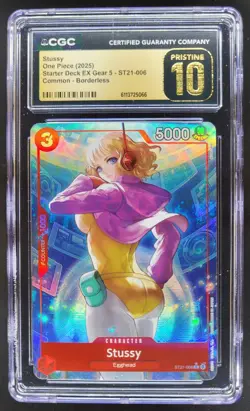 2025 ONE PIECE CCG STUSSY BORDERLESS ST21-006 CGC 10 PRISTINE A PT - Image 1