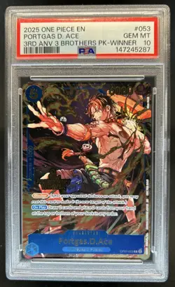 2025 One Piece 3rd Ann Brothers Portgas D. Ace Promos Winner #OP07-053 PSA 10 - Image 1