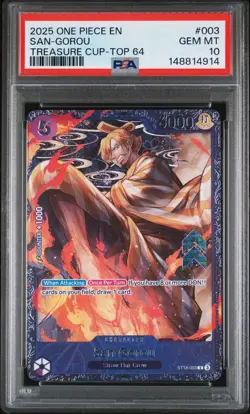 2025 ONE PIECE PROMOS TREASURE CUP-TOP 64 #003 SAN-GOROU PSA 10 - Image 1