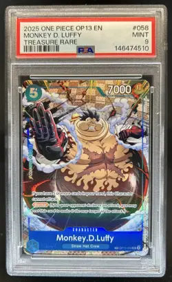 2025 One Piece Carrying On Will Monkey D. Luffy Treasure Rare #OP11-058 PSA 9 - Image 1
