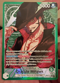 One Piece Dracule Mihawk Alternate Art Leader OP14-020 The Azure Sea's Seven - Image 1