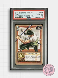 PSA 10 - 2003 One Piece Carddass EX Zoro CCG Justice On Sea POP 1 Hyper battle - Image 1