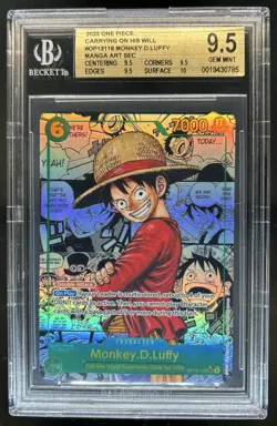 2025 One Piece Carrying On Will Monkey D Luffy Manga Alt Art #OP13-118 BGS 9.5 - Image 1