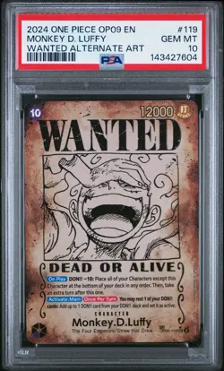 2024 ONE PIECE OP09-EMPERORS IN THE NEW WORLD #119 MONKEY D. LUFFY PSA 10 - Image 1