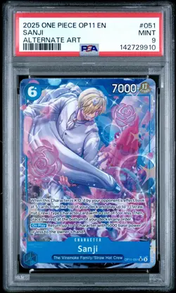 2025 ONE PIECE OP11-A FIST OF DIVINE SPEED ALTERNATE ART #051 SANJI PSA 9 - Image 1
