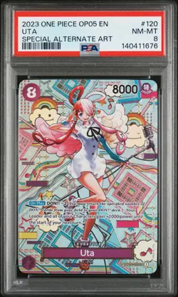 2023 ONE PIECE OP05-AWAKENING OF THE NEW ERA SPECIAL ALTERNATE ART UTA PSA 8 - Image 1