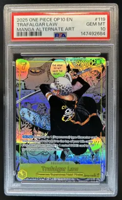 2025 One Piece Royal Blood Trafalgar Law Manga Alt Art #OP10-119 PSA 10 - Image 1