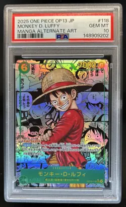 2025 One Piece JP Carrying On Will Monkey D. Luffy Manga Alt Art OP13-118 PSA 10 - Image 1