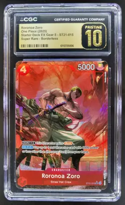 2025 ONE PIECE CCG RORONOA ZORO SUPER RARE BORDERLESS CGC 10 PRISTINE B PT - Image 1