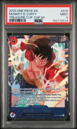 2025 ONE PIECE PROMOS TREASURE CUP-TOP 64 #015 MONKEY D. LUFFY PSA 9 - Image 1