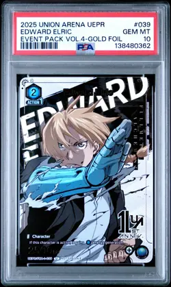 Union Arena TCG Edward Elric Gold Promo Alt Art Holo PSA 10 Gem Mint Fullmetal - Image 1