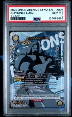 Union Arena TCG Alphonse Elric Alt Art Holo PSA 10 Gem Mint Fullmetal Alchemist - Image 1