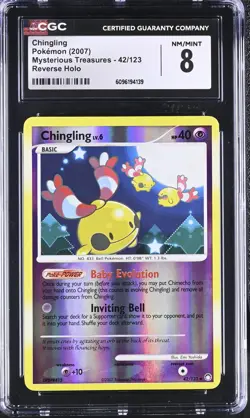 CGC 8 Chingling 2007 Mysterious Treasures 42/123 Reverse Holo Pokemon Card - Image 1