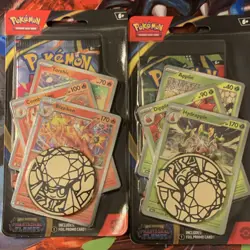 Pokemon TCG Mega Evolution Phantasmal Flames Booster Pack 3 Promo Cards Coin - Image 1