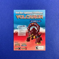 Pokemon VOLCANION Code Card (Expired) 2016 Nintendo Event Exclusive Promo - Image 1