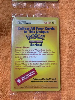 1999 Pokemon Movie Promo Cards Set Of Four New/Sealed Gold WB Stamp - Image 4