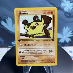 Pokemon Mankey 61/82 Team Rocket 1st Edition LP - Image 1