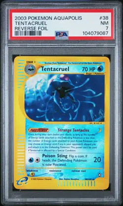2003 POKEMON AQUAPOLIS #38 TENTACRUEL-REVERSE FOIL PSA 7 - Image 1