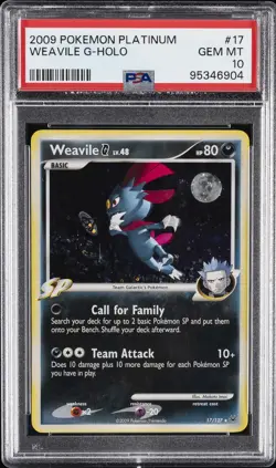 2009 POKEMON PLATINUM #17 WEAVILE G-HOLO PSA 10 - Image 1