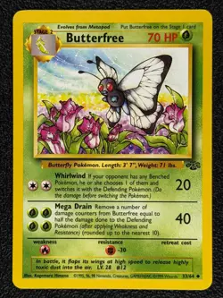 Butterfree 33/64 Base Set Series Jungle UNCOMMON 1999 Pokemon TCG Card WOTC NM - Image 1