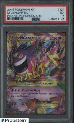 2014 Pokemon XY Phantom Forces Ultra Rare #121 M Gengar EX PSA 5 EX - Image 1