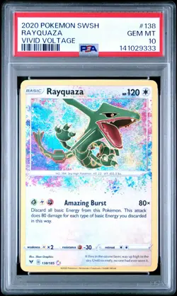 2020 POKEMON SWORD & SHIELD VIVID VOLTAGE #138 RAYQUAZA PSA 10 - Image 1