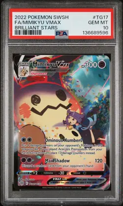 2022 POKEMON SWORD & SHIELD BRILLIANT STARS #TG17 FULL ART/MIMIKYU VMAX PSA 10 - Image 1