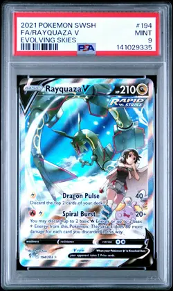 2021 POKEMON SWORD & SHIELD EVOLVING SKIES #194 FULL ART/RAYQUAZA V PSA 9 - Image 1