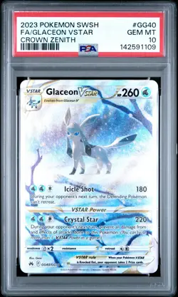 2023 POKEMON SWORD & SHIELD CROWN ZENITH #GG40 FULL ART/GLACEON VSTAR PSA 10 - Image 1