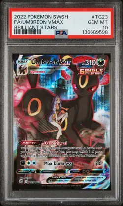 2022 POKEMON SWORD & SHIELD BRILLIANT STARS #TG23 FULL ART/UMBREON VMAX PSA 10 - Image 1