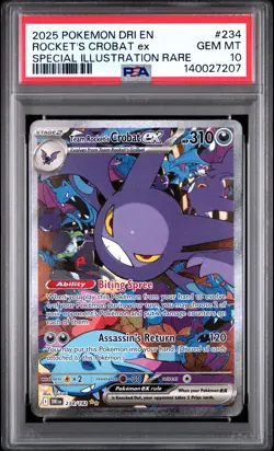 2025 POKEMON DRI EN-DESTINED RIVALS #234 TEAM ROCKET'S CROBAT EX PSA 10 - Image 1
