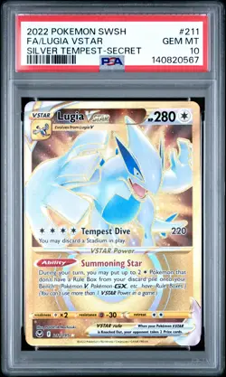 2022 POKEMON SWORD & SHIELD SILVER TEMPEST SECRET FULL ART/LUGIA VSTAR PSA 10 - Image 1