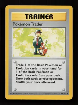 Pokemon Trader 77/102 Rare Base Set Pokemon Lightly Played - Image 1