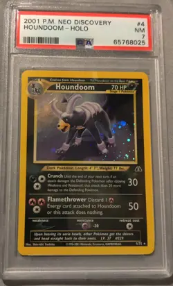 2001 Pokemon Neo Discovery Houndoom Holo 4/75 Unlimited PSA 7 NM - Image 1