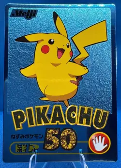 Pokemon Vintage 2000 Japanese Meiji Blue Metallic Foil Promo PIKACHU Card - Image 1