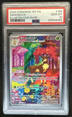 2024 Pokemon Temporal Forces Sawsbuck Illustration Rare #166/162 PSA 10 - Image 1