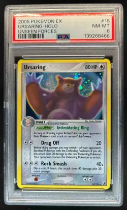 2005 Pokemon EX Unseen Forces Ursaring Holo #18/115 PSA 8 - Image 1