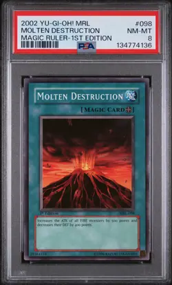 2002 YU-GI-OH! MRL-MAGIC RULER 1ST ED #098 MOLTEN DESTRUCTION PSA 8 - Image 1