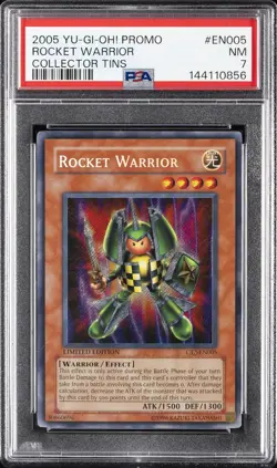2005 YU-GI-OH! PROMO COLLECTOR TINS #EN005 ROCKET WARRIOR PSA 7 - Image 1
