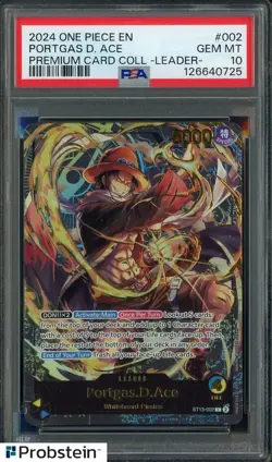 2024 One Piece EN Premium Card Collection Leader #002 Portgas D. Ace PSA 10 - Image 1