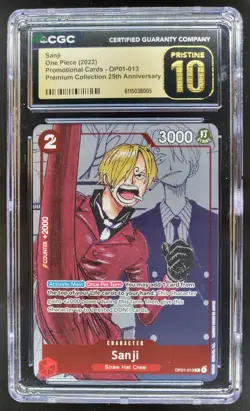 2022 ONE PIECE CCG SANJI PROMO 25TH OP01-013 CGC 10 PRISTINE B PT - Image 1