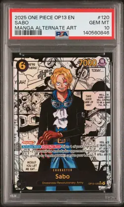 2025 ONE PIECE OP13-CARRYING ON HIS WILL MANGA ALTERNATE ART #120 SABO PSA 10 - Image 1