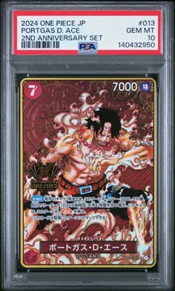 2024 ONE PIECE JPN 2ND ANV SET #013 PORTGAS D. ACE PSA 10 - Image 1