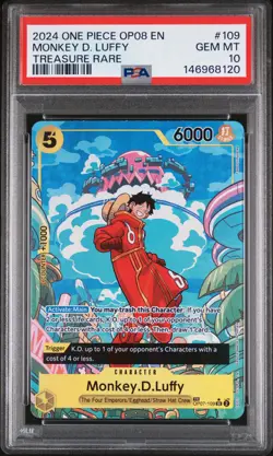 2024 ONE PIECE OP08-TWO LEGENDS TREASURE RARE #109 MONKEY D. LUFFY PSA 10 - Image 1