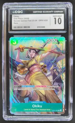 2024 ONE PIECE CCG OKIKU BANDAI GAMES FEST RARE OP01-035 CGC 10 RC7 - Image 1