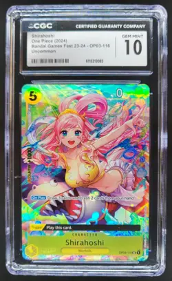 2024 ONE PIECE CCG SHIRAHOSHI BANDAI GAMES FEST OP03-16 CGC 10 RC7 - Image 1